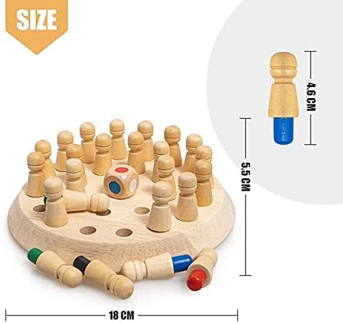 Wooden Memory Chess Game, BLOWEST Colorful Memory Chess, Funny Block Board Game, Early Educational Toy, Brain Training Games for Kids