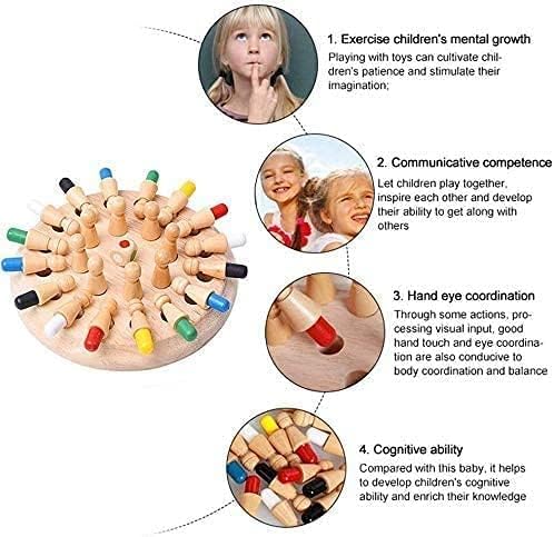 Wooden Memory Chess Game, BLOWEST Colorful Memory Chess, Funny Block Board Game, Early Educational Toy, Brain Training Games for Kids