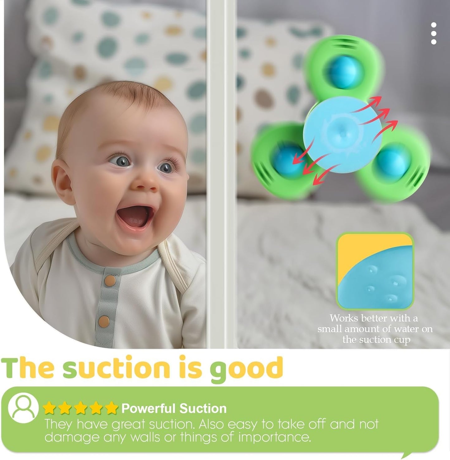 Suction Spinner Toys for Babies β Pack of 3 (Butterfly, Bee & Ladybug) | Insect-Themed Sensory Toys for Toddlers | Bath, Highchair & Travel Use