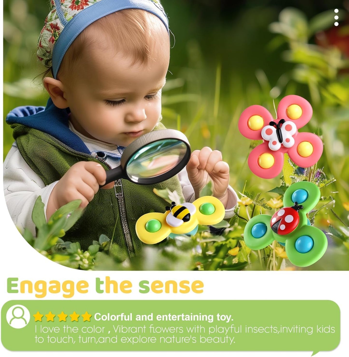 Suction Spinner Toys for Babies β Pack of 3 (Butterfly, Bee & Ladybug) | Insect-Themed Sensory Toys for Toddlers | Bath, Highchair & Travel Use