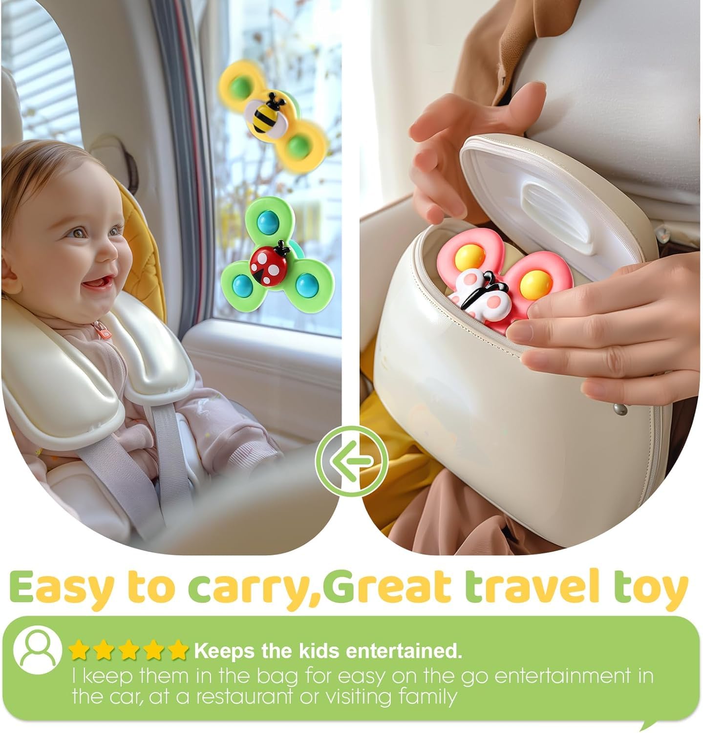 Suction Spinner Toys for Babies β Pack of 3 (Butterfly, Bee & Ladybug) | Insect-Themed Sensory Toys for Toddlers | Bath, Highchair & Travel Use