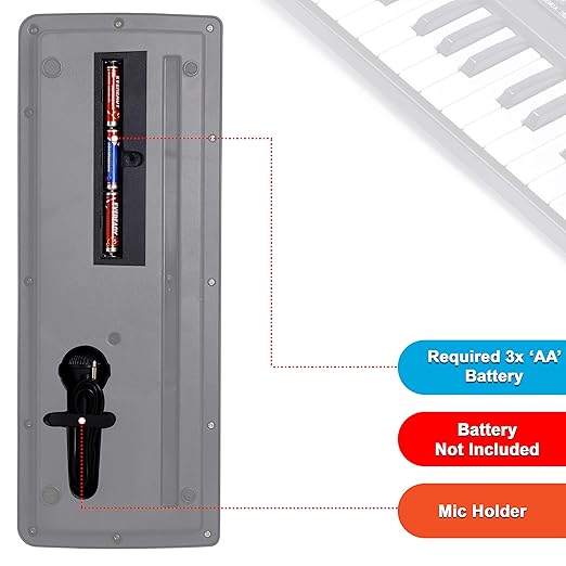 Piano keyboard with 37 keys, power option, recording and mic, electronic multi-function portable piano keyboard