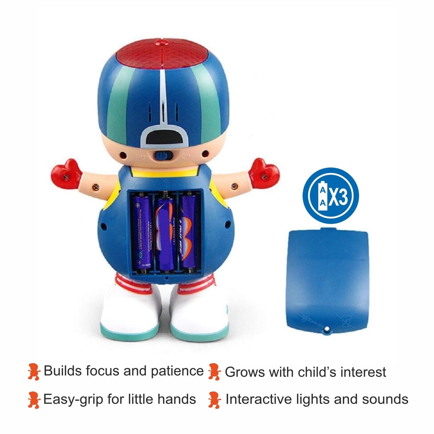 Dancing Boy Musical Toy for Kids with 3D Flashing Lights, Music, 360-degree Dance Moves