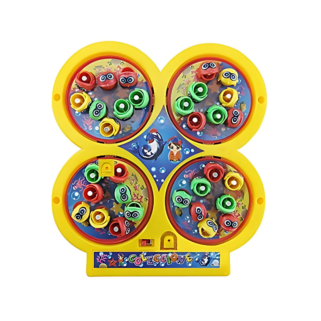 Musical Fish Catching Game Toy Set with 4 Rotating Fish Ponds On Board