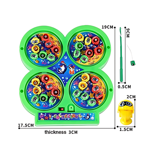 Musical Fish Catching Game Toy Set with 4 Rotating Fish Ponds On Board