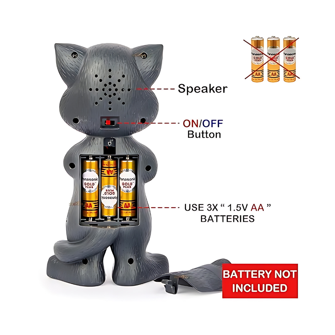 Musical Interactive Talking Cat with Stories and Touch Functions:Height 19 cm