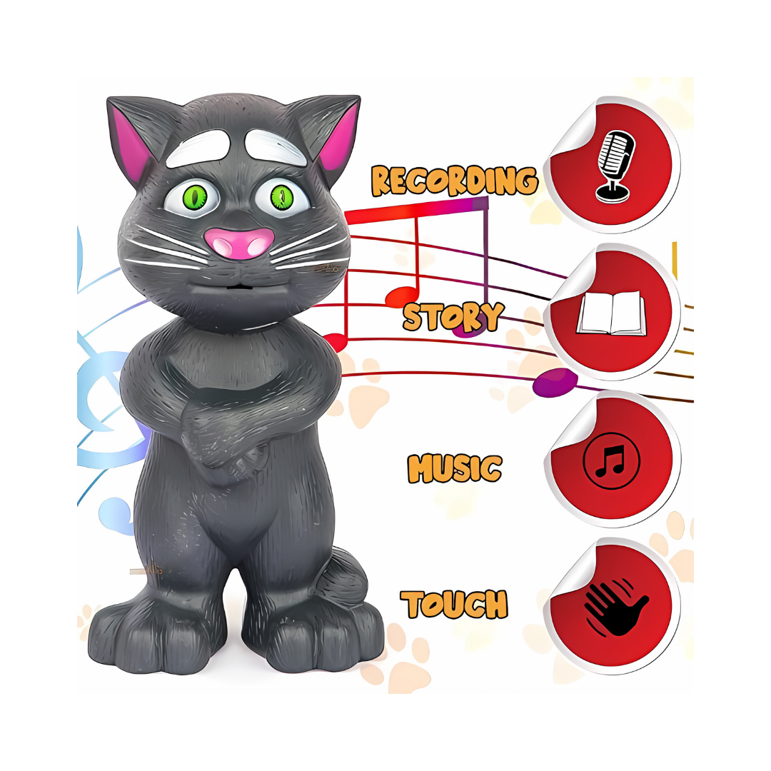 Musical Interactive Talking Cat with Stories and Touch Functions:Height 19 cm