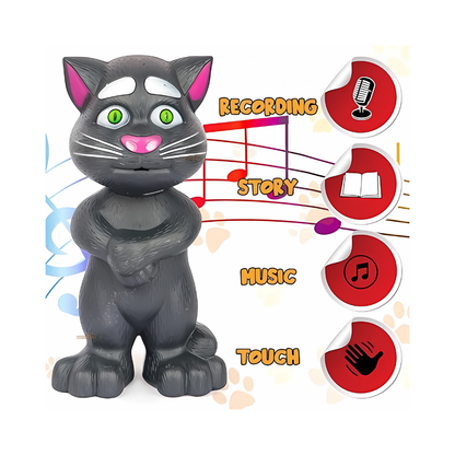 Musical Interactive Talking Cat with Stories and Touch Functions:Height 19 cm
