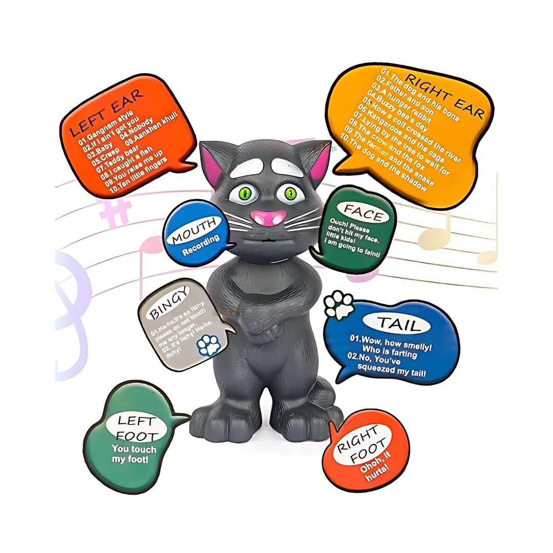 Musical Interactive Talking Cat with Stories and Touch Functions:Height 19 cm