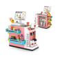 Cash Register Playset for Kids Pretend Play Mini Supermarket Cashier Grocery Store with Money, Scanner, Coffee Machine,Credit Card and Play Foods, Gift for Toddler