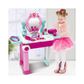 Beauty Makeup Kit for Doll Girls Cosmetic Set 2 in 1 Vanity Table Portable Trolley Pretend Play Set Toy with Make up Accessories