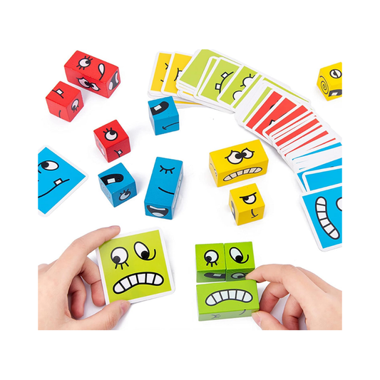 Emoji Cube Face Change Game for Kids, Learning Educational Emotion Change Blocks, Cute Face Changing Cube, Expressions Puzzles Toy