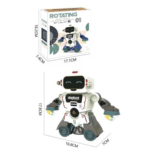 Smart Dancing Robot Toy with Pleasant Flashing Lights, Music, B/O Mode & 360Β° Rotation for Kid