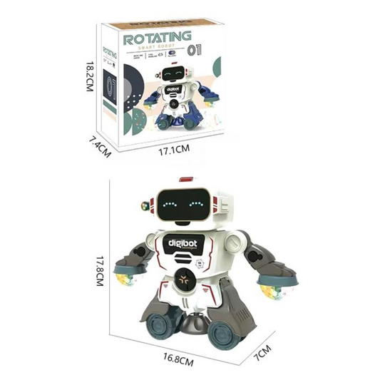 Smart Dancing Robot Toy with Pleasant Flashing Lights, Music, B/O Mode & 360° Rotation for Kid