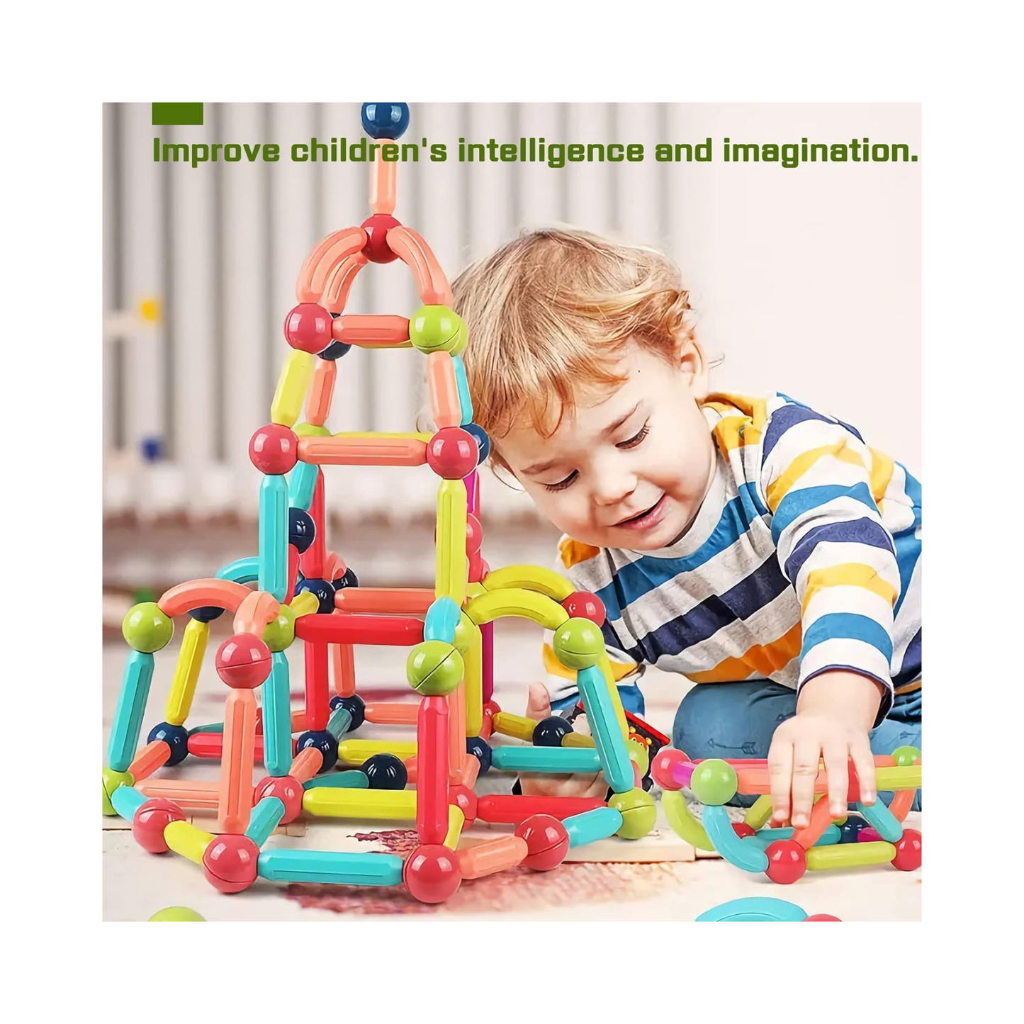 Magnetic Building Sticks Blocks Kids , Learning Sticks and Balls, Activities Toy, Educational Magnet Building Blocks