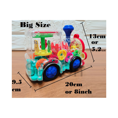 Big Size Electric Gear Train Toys with Cool Light & Sound Effect Automatic 360 Degree Rotating Transparent Gear Train Engine Gear Mechanical Concept Educational Toys