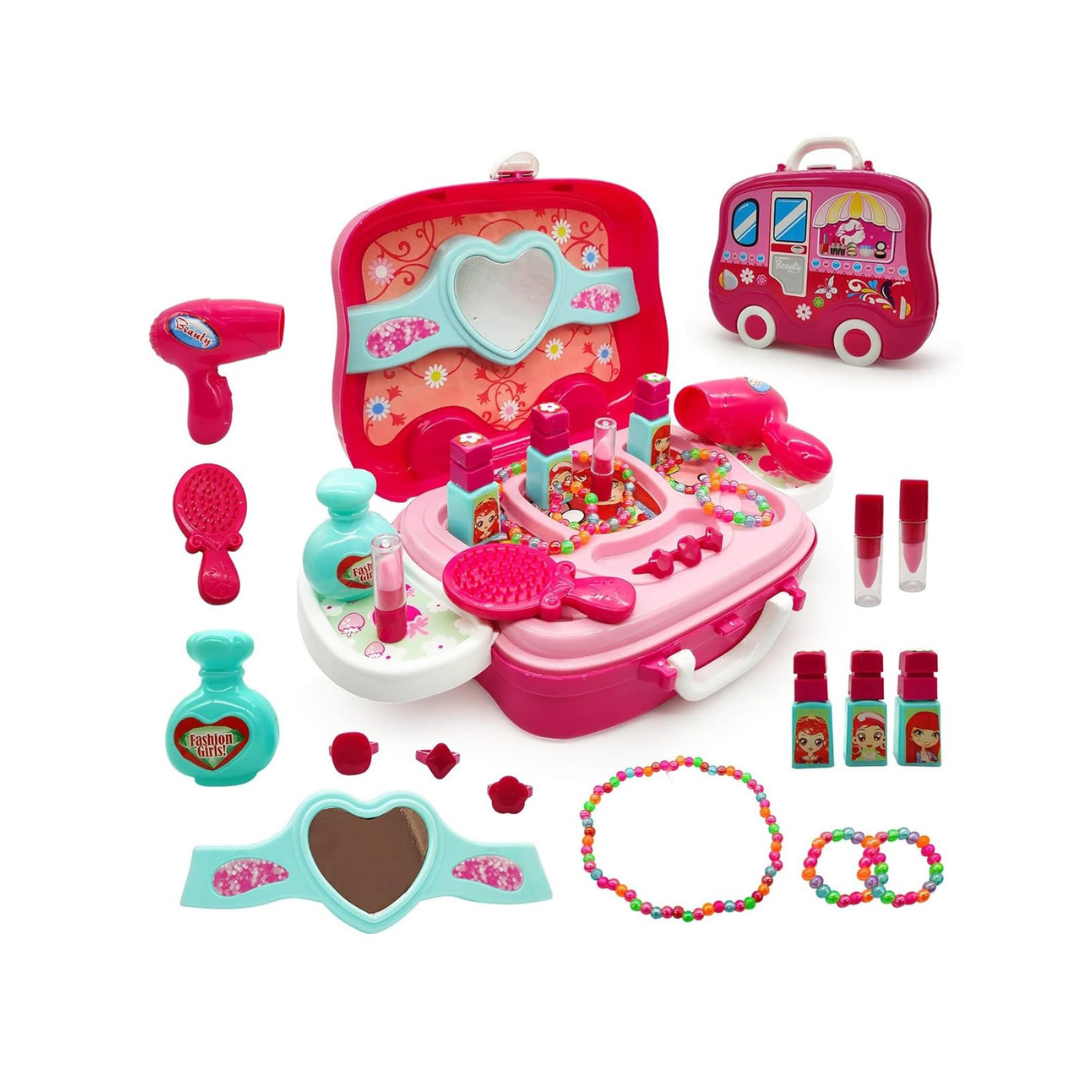 Make up Kit Beauty Set 21 Pcs | Pretend Play Cosmetic Suitcase Makeup Set Accessories