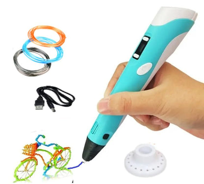 Toys Market 3D Pen for Kids with USB Cable with Filament 3D Drawing Pen 3D Printer Pen Creative Fun Toys for Kids (Blue)