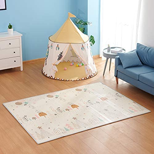 Extra Large Reversible Baby Play Mat:(6.5x5 ft, 0.6cm Thickness)