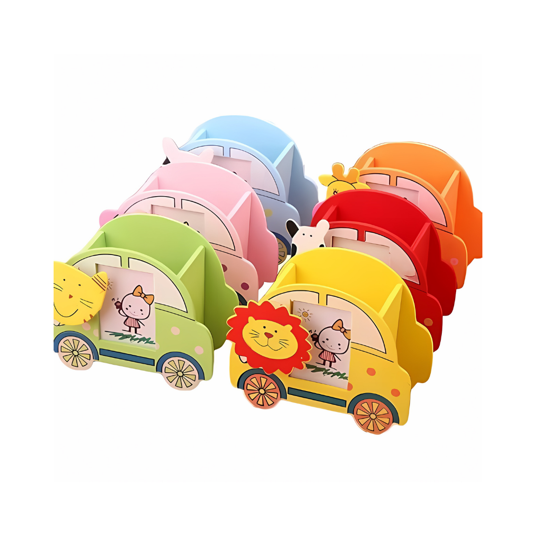 Car shaped Wooden Stationary/Pencil Holder with Photo Frame (6pcs)