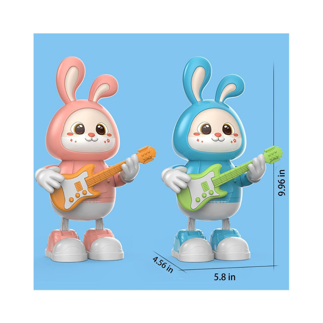 Rabbit Guitarist Toy, Electric Rabbit Toys, Sensing Interactive Walking Dancing Toy with Music Sounds & Lights