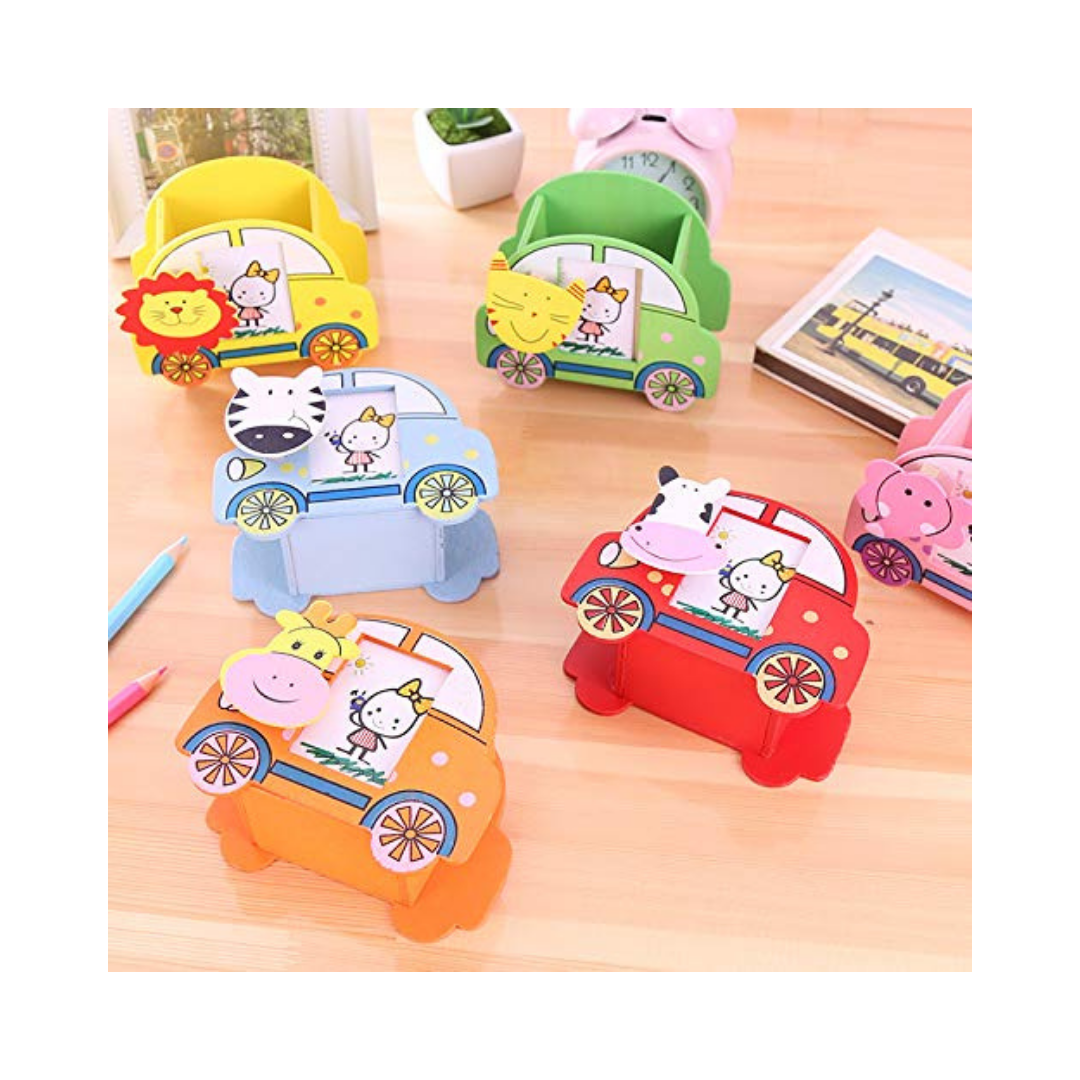 Car shaped Wooden Stationary/Pencil Holder with Photo Frame (6pcs)