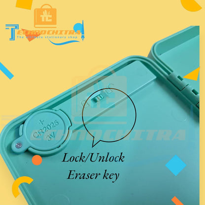 LCD Writing Tablet Pencil Box - Geometry Box with Rewritable LCD Screen, Built-in Lock, and Spacious Storage for Kids and Adults