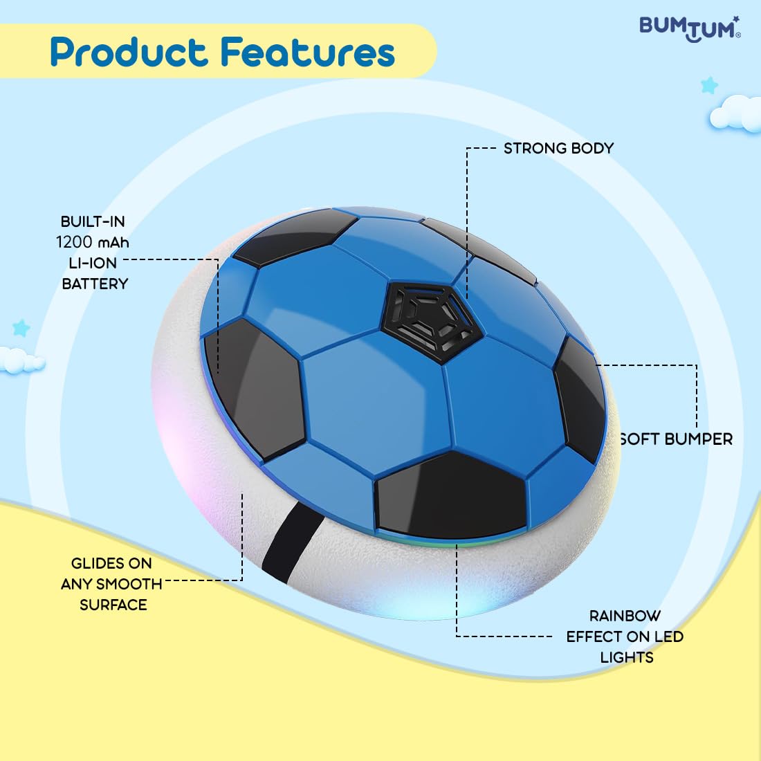 Hover Ball for Kids| Hover Football Indoor Electric Floating Hoverball Soccer |C-Type USB Rechargeable Battery Powered| Air Football Smart