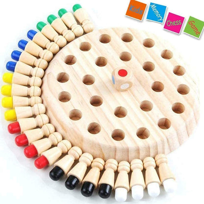 Wooden Memory Chess Game, BLOWEST Colorful Memory Chess, Funny Block Board Game, Early Educational Toy, Brain Training Games for Kids
