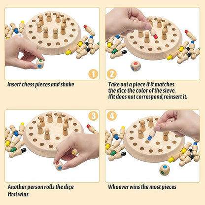 Wooden Memory Chess Game, BLOWEST Colorful Memory Chess, Funny Block Board Game, Early Educational Toy, Brain Training Games for Kids