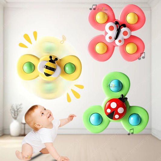 Suction Spinner Toys for Babies – Pack of 3 (Butterfly, Bee & Ladybug) | Insect-Themed Sensory Toys for Toddlers | Bath, Highchair & Travel Use