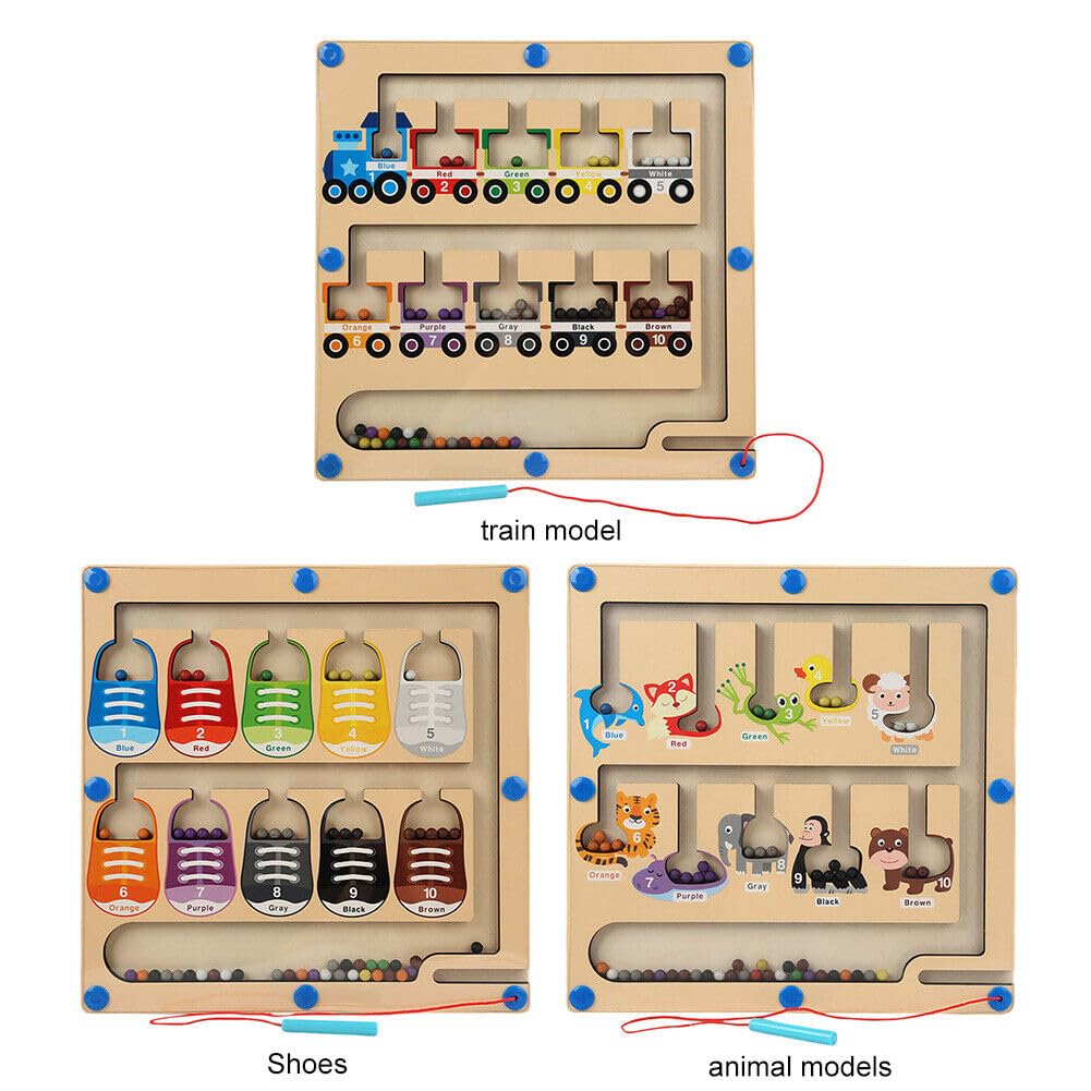 Magnetic Color and Number Maze Board Puzzle Counting, Matching and Fine Motor Skills Activity