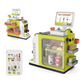 Cash Register Playset for Kids Pretend Play Mini Supermarket Cashier Grocery Store with Money, Scanner, Coffee Machine,Credit Card and Play Foods, Gift for Toddler