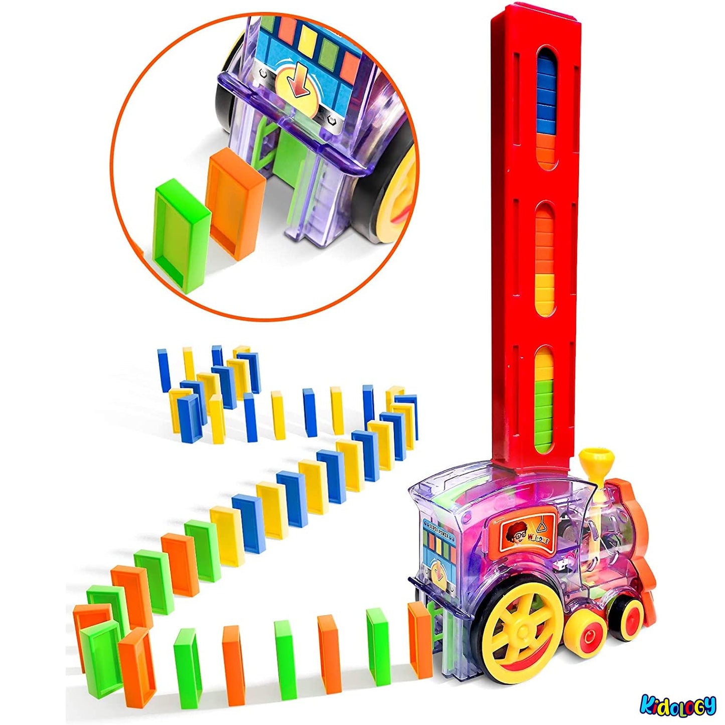 Electric Domino Train Set | Building Blocks with Light & Sound | Stacking Tile Game Toy