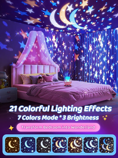 Rotating Projector Lamp Star Projector Night Light for Kids Baby Sound Machine Night Light for Room