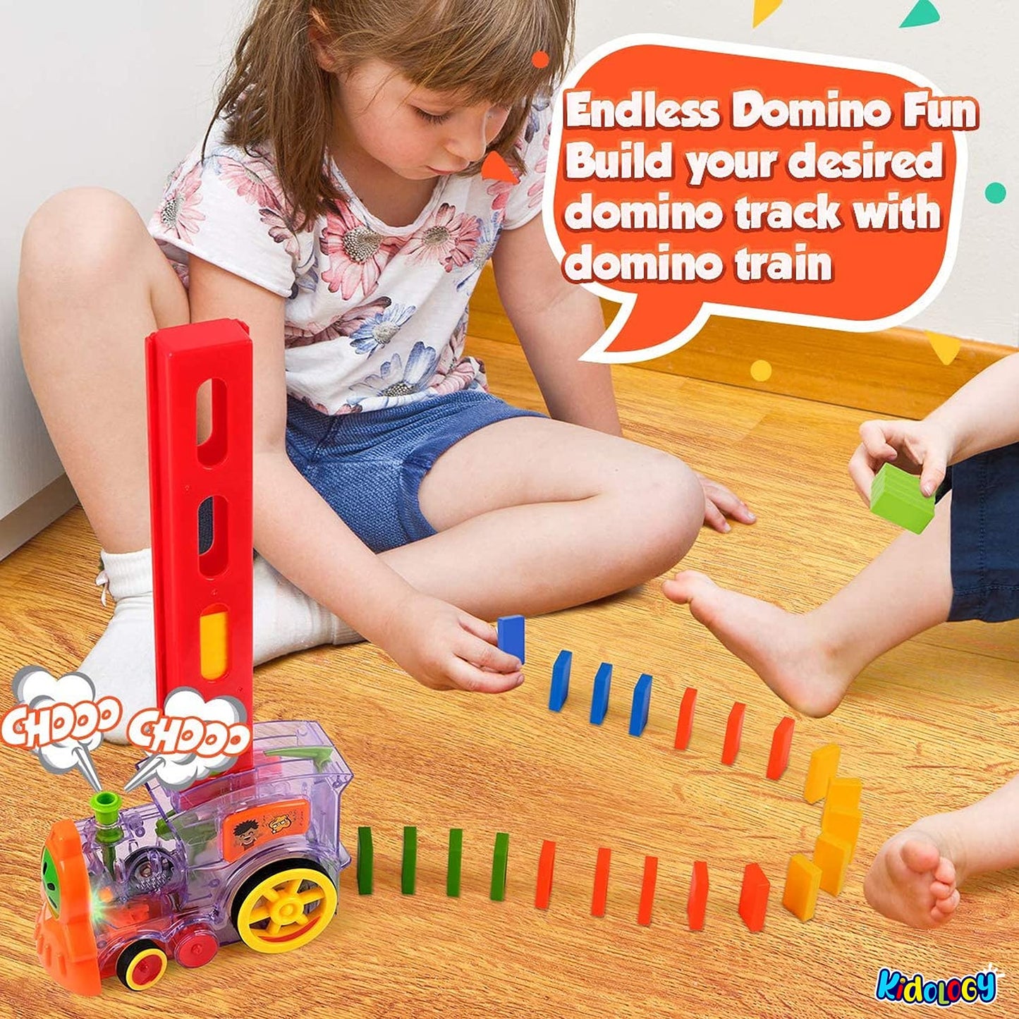 Electric Domino Train Set | Building Blocks with Light & Sound | Stacking Tile Game Toy