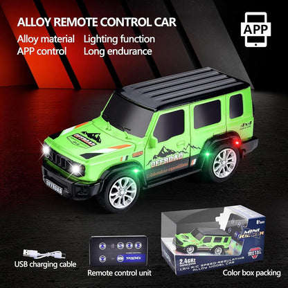 Remote Control Small Car, 1:64 Toys Market Scale Off-Road #RC Car, USB Rechargeable 2.4GHZ Three Speed Indoor Alloy Vehicle for Kids