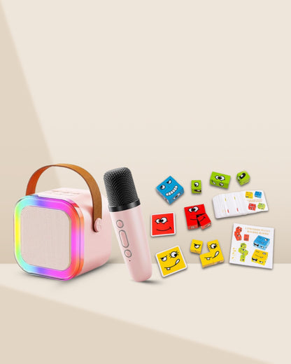 Kids Karaoke Machine and Emoji Face Cube Game