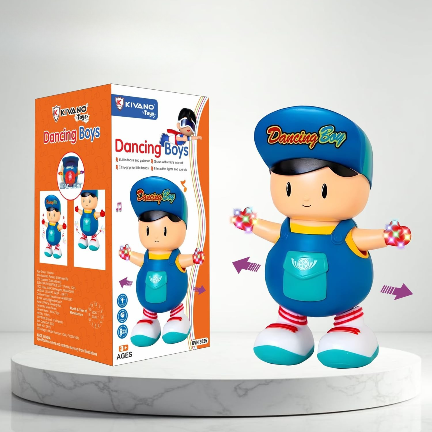 Dancing Boy Musical Toy for Kids with 3D Flashing Lights, Music, 360-degree Dance Moves