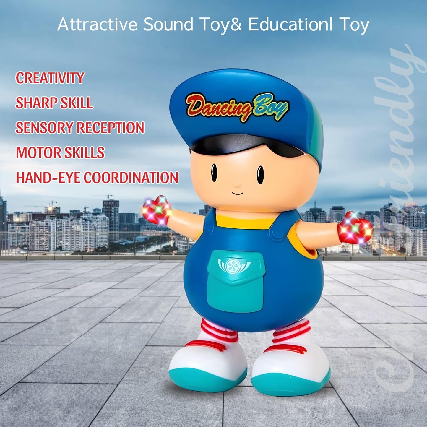 Dancing Boy Musical Toy for Kids with 3D Flashing Lights, Music, 360-degree Dance Moves